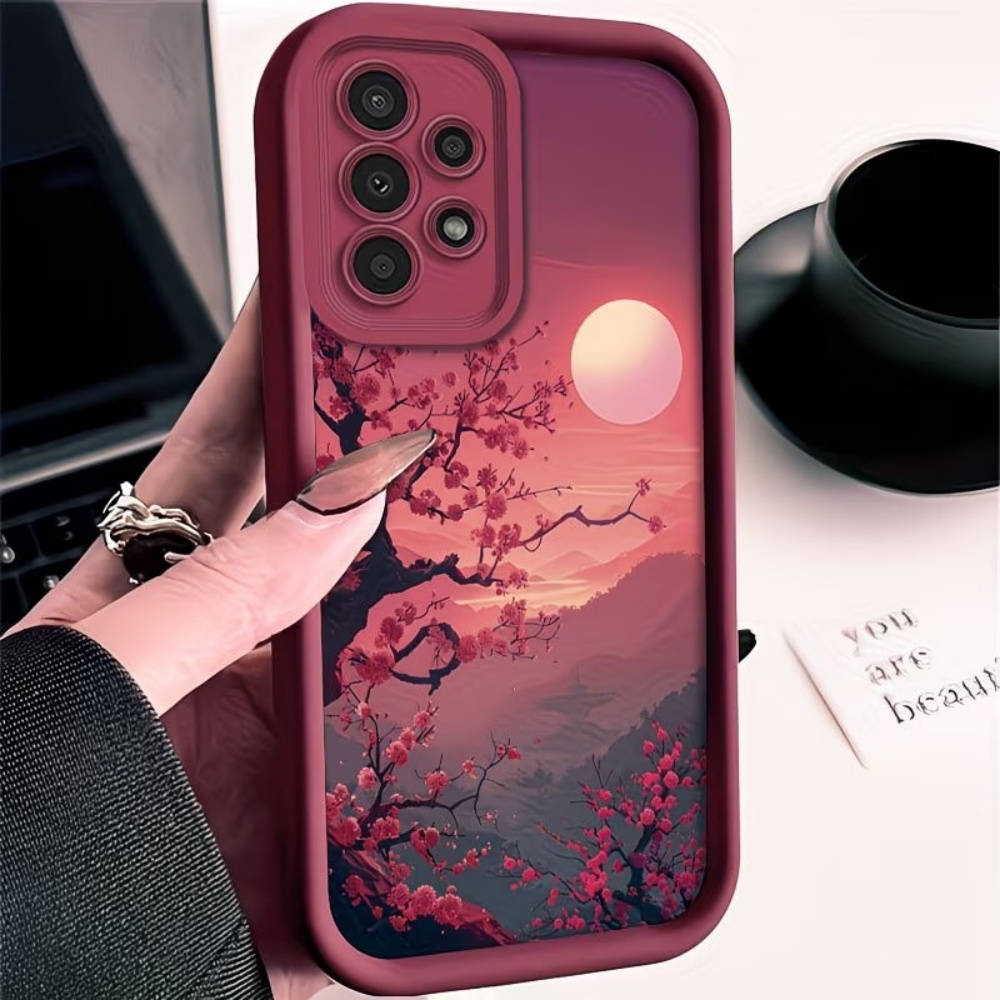 Phone Accessories Red - Sunset Mountain Peak Anti-Fall Red Phone