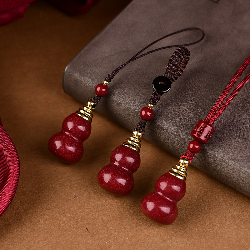 Phone Accessories Red - Luxury Red Cinnabar The Gourd Pendant