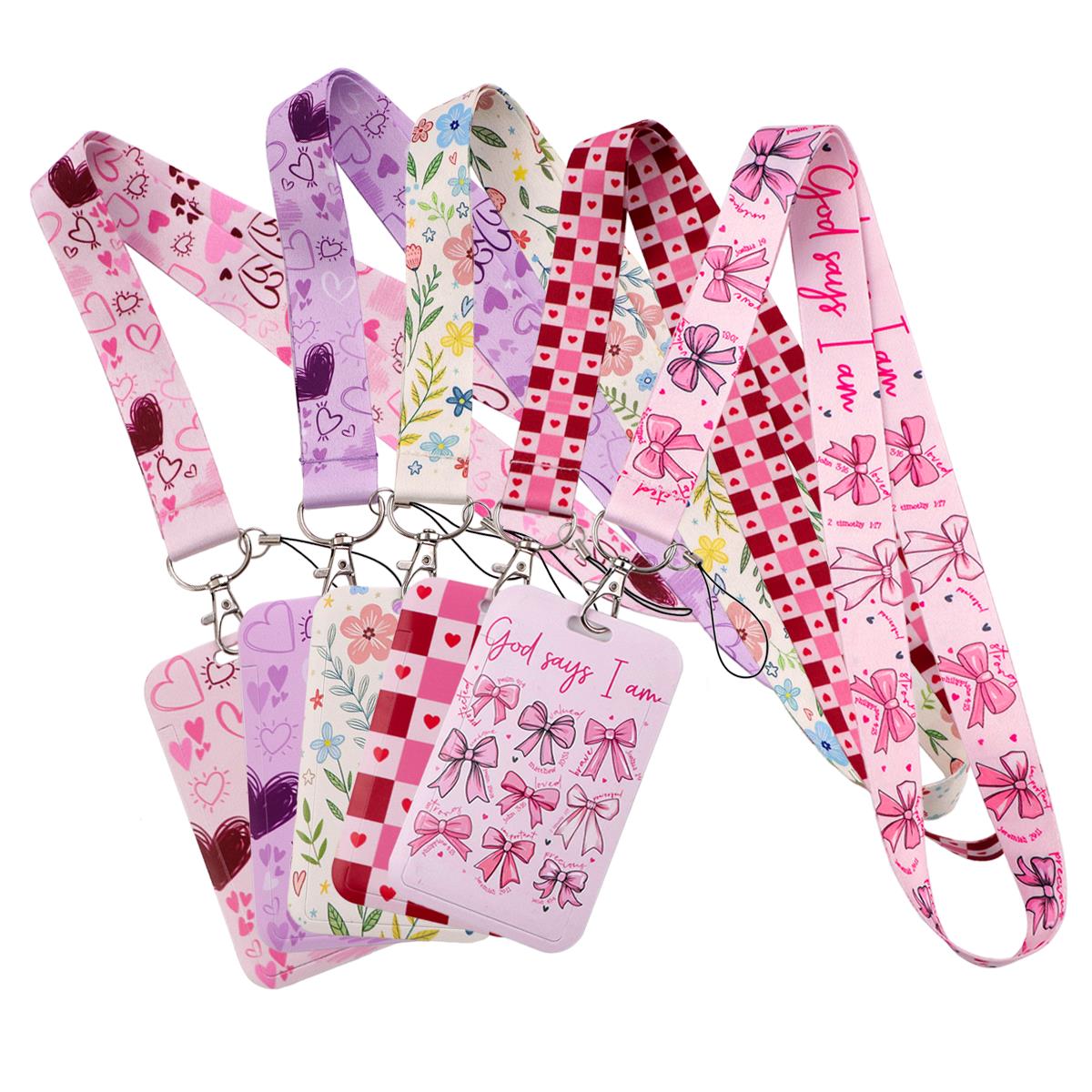 Cute Pink Heart Bow Floral Lan - đánh giá và giá Neck Hanging Phone Holder