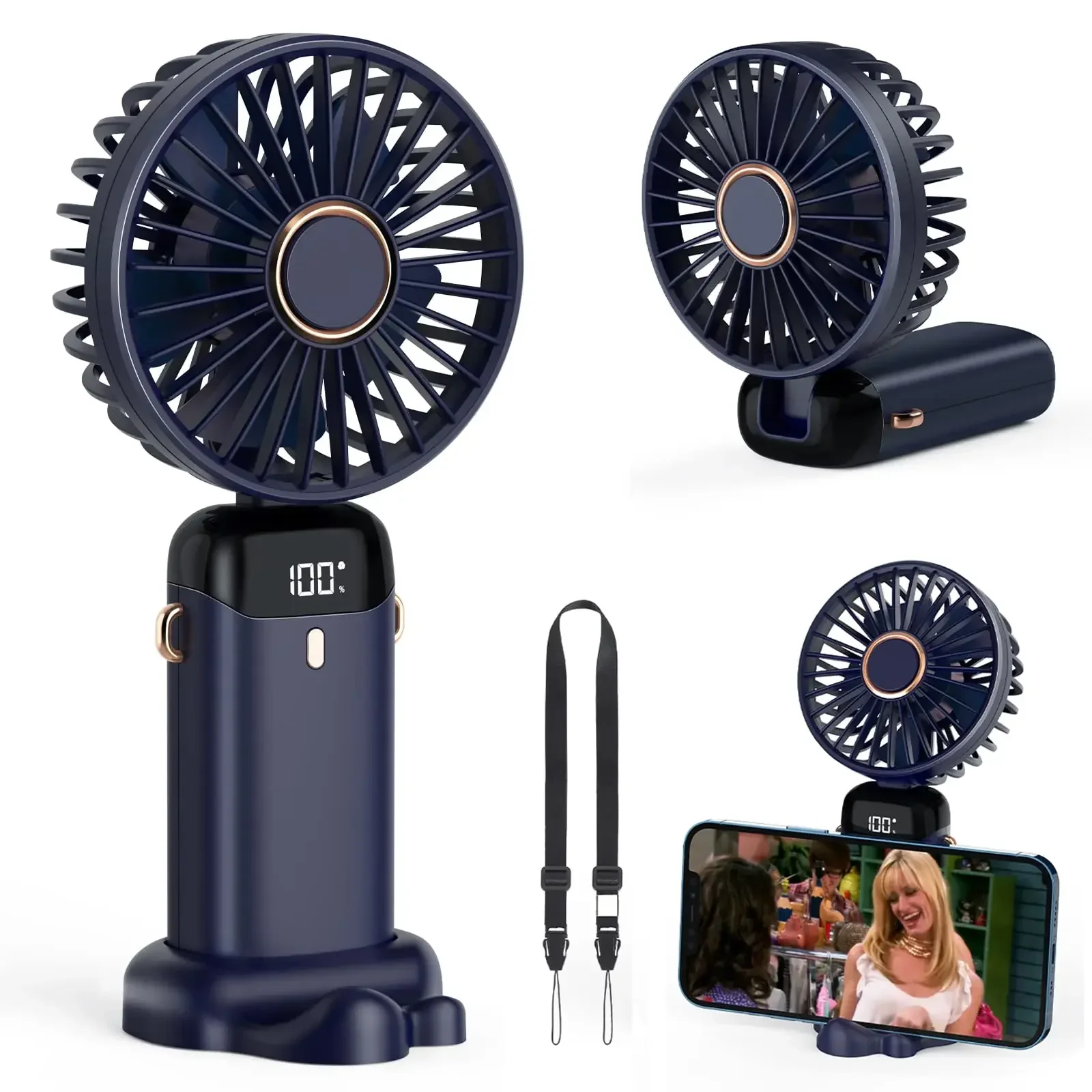 5000mAh Handheld Mini Fan Wire - đánh giá và giá Neck Hanging Phone Holder