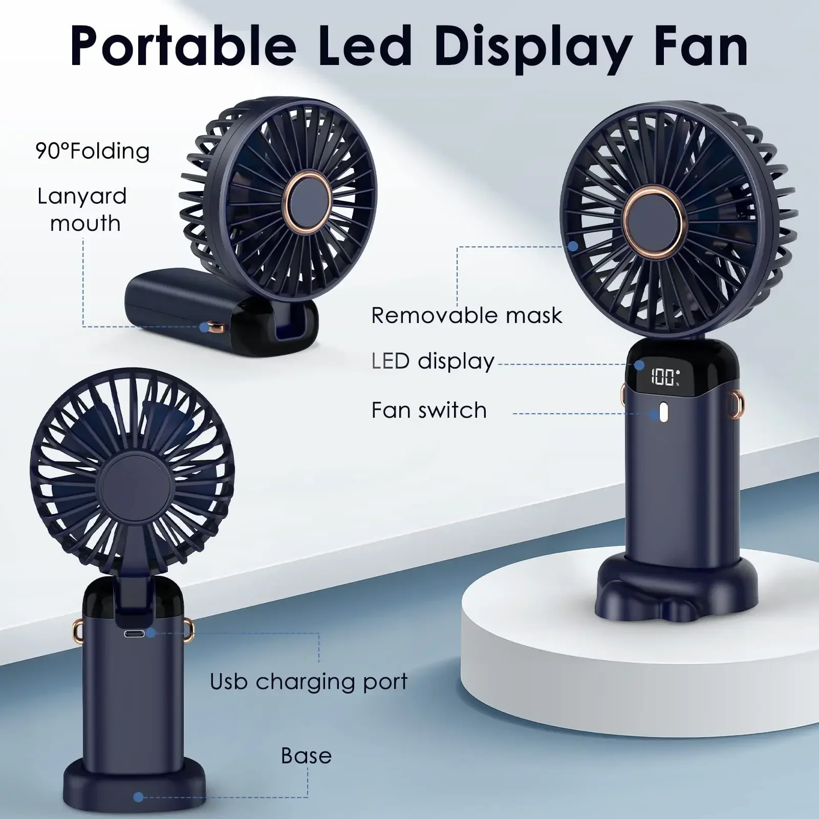 5000mAh Handheld Mini Fan Wire - đánh giá và giá Neck Hanging Phone Holder