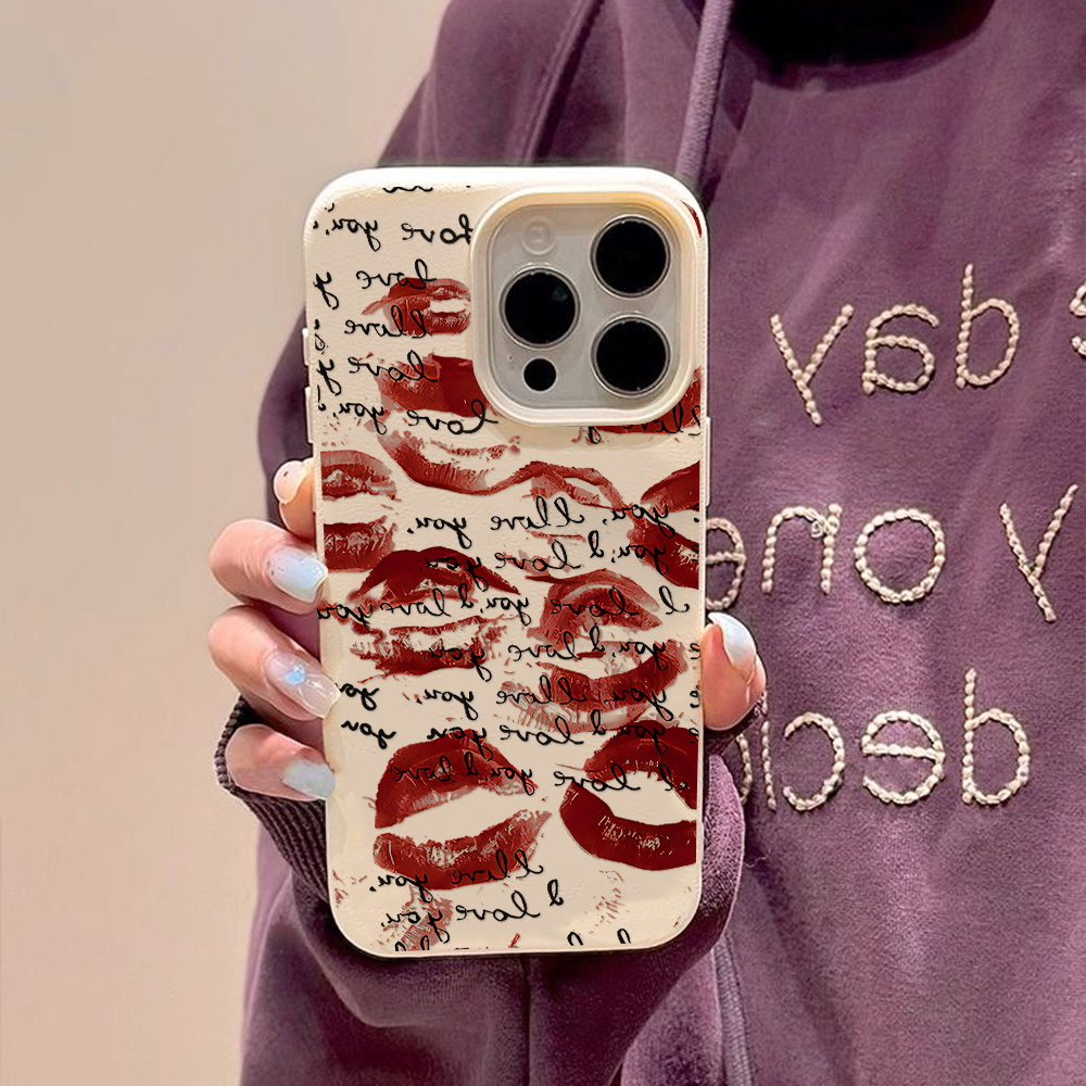 Bright Red Lips Leather Phone  - đánh giá và giá Apple Iphone 16