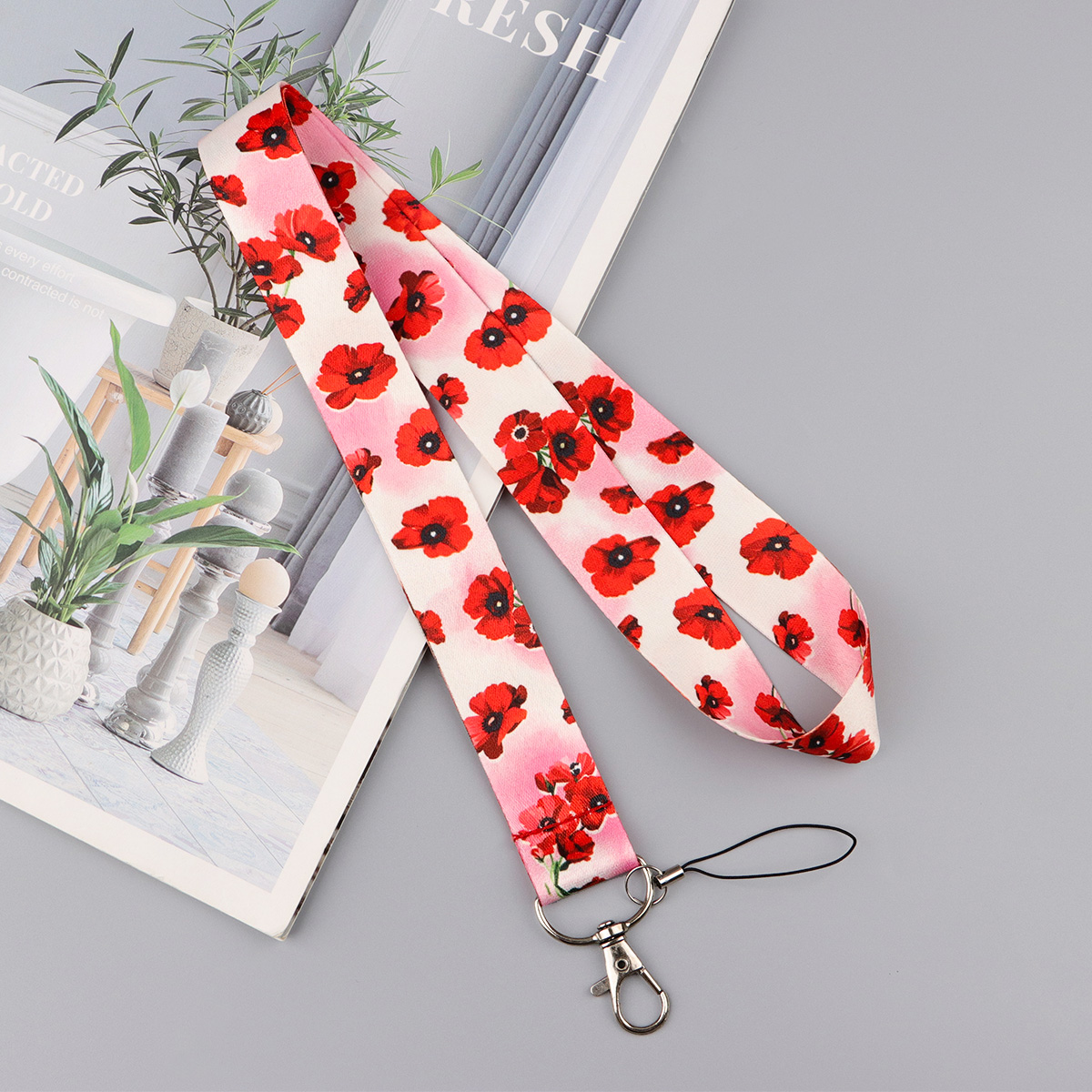 Trendy Pink Cherry Lanyard Key - đánh giá và giá Phone Accessories Red